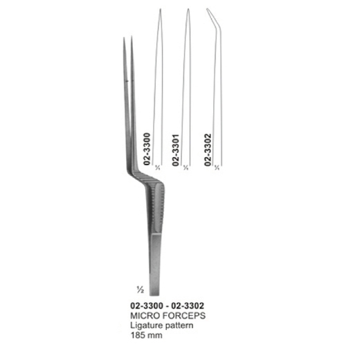 Micro Forceps, Ligature Forceps (Light Patterns) Bayonet - Shaped